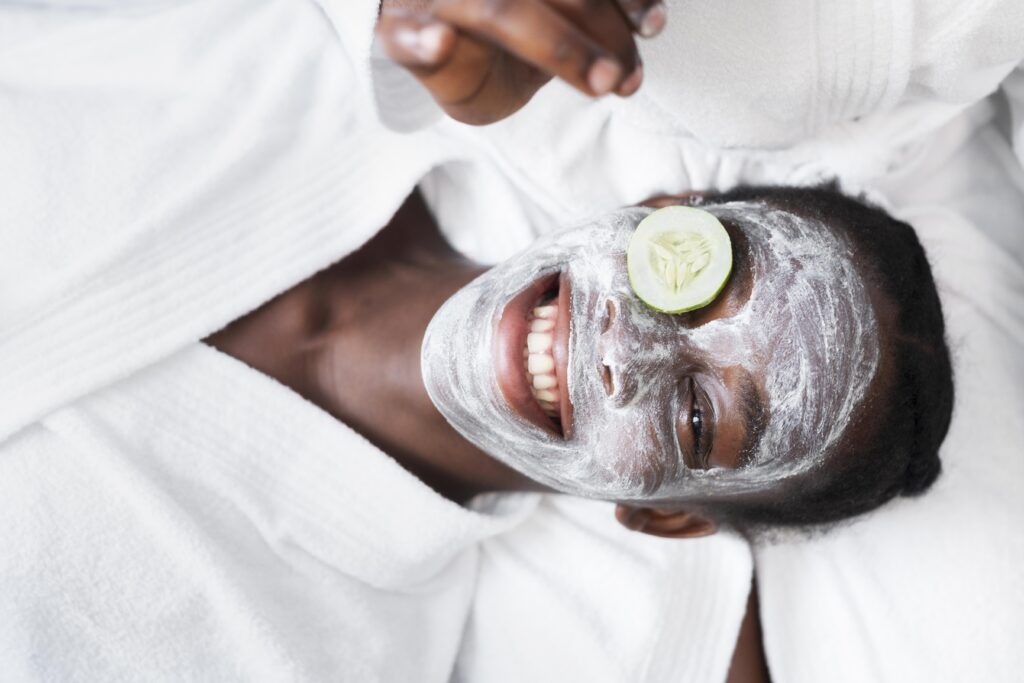 woman doing self care treatment home